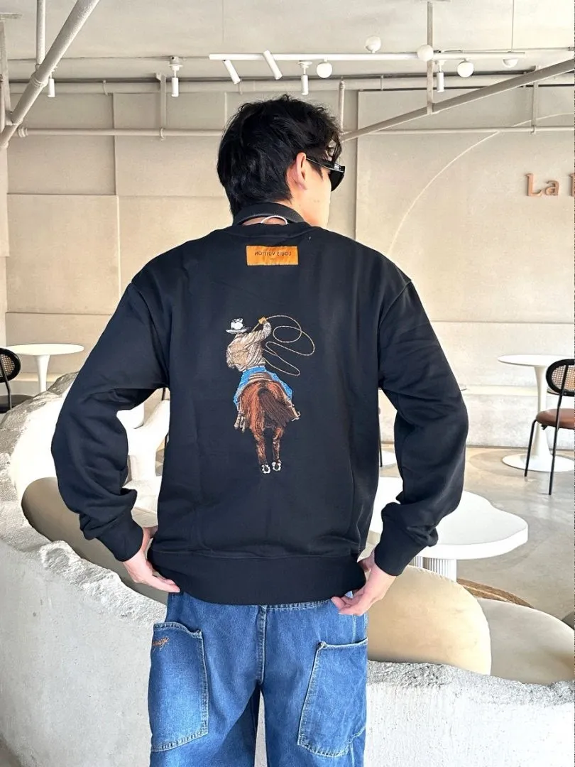 Louis Vuitton/Louis Vuitton 24Fw Western denim embroidered crew neck sweatshirt